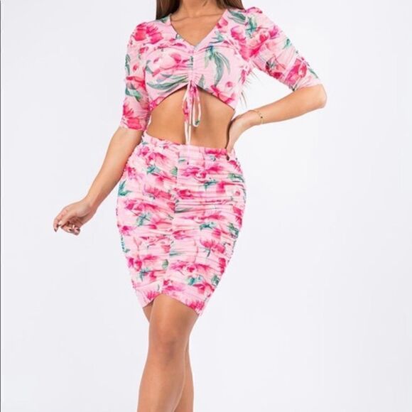 Pink Floral Skirt Set - Picture 1 of 13